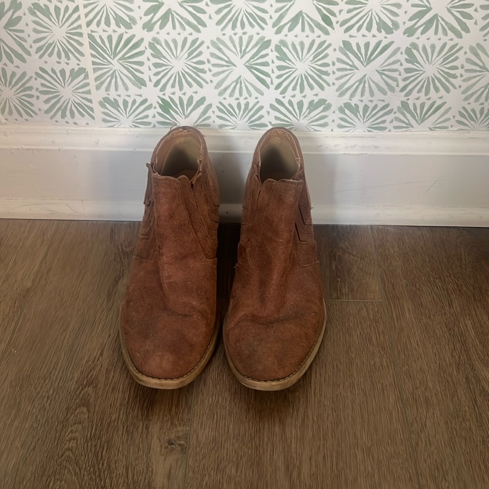 Brown ankle booties with heel